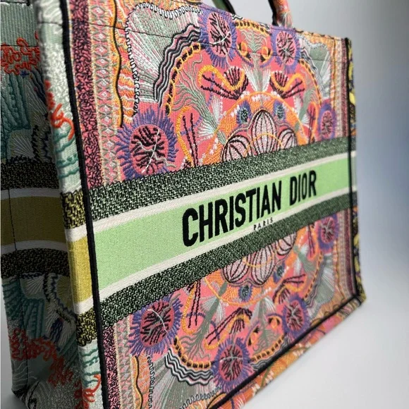 Christian Dior DIOR BOOK Tote Bag Large Pink Multicolour Canvas New - Picture 3 of 7